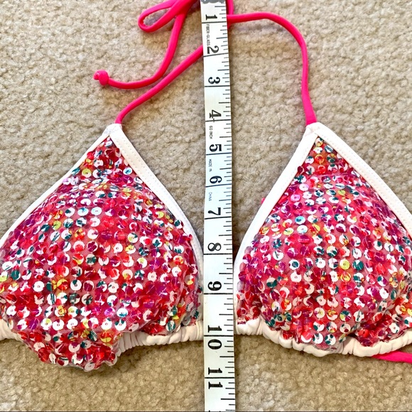 XHILARATION Pink Sequin Triangle Bikini Top—SZ. M - Picture 11 of 12